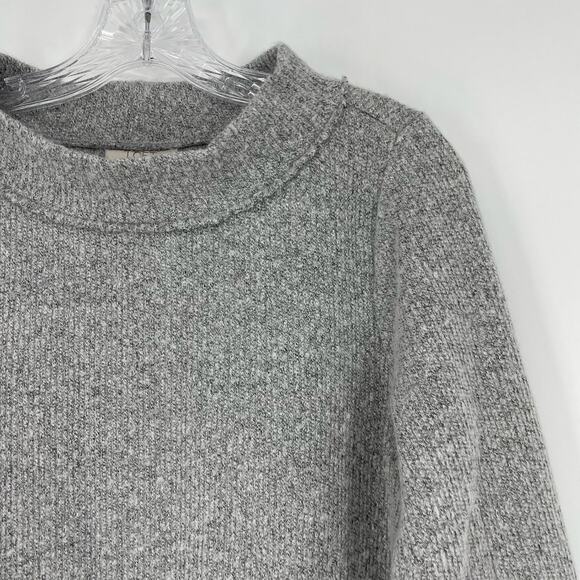 Loft Mock Neck Knit Gray Sweater Size Medium - Picture 3 of 6